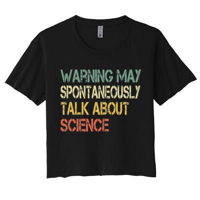 Retro Funny Scientist Warning May Talk About Science Teacher Crop Top