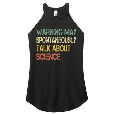 Retro Funny Scientist Warning May Talk About Science Teacher Women's Perfect Tri Rocker Tank