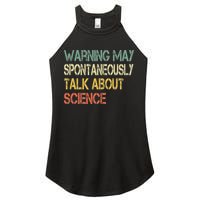 Retro Funny Scientist Warning May Talk About Science Teacher Women's Perfect Tri Rocker Tank