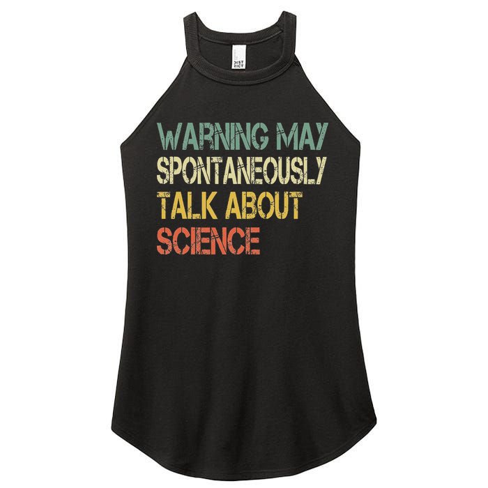 Retro Funny Scientist Warning May Talk About Science Teacher Women's Perfect Tri Rocker Tank
