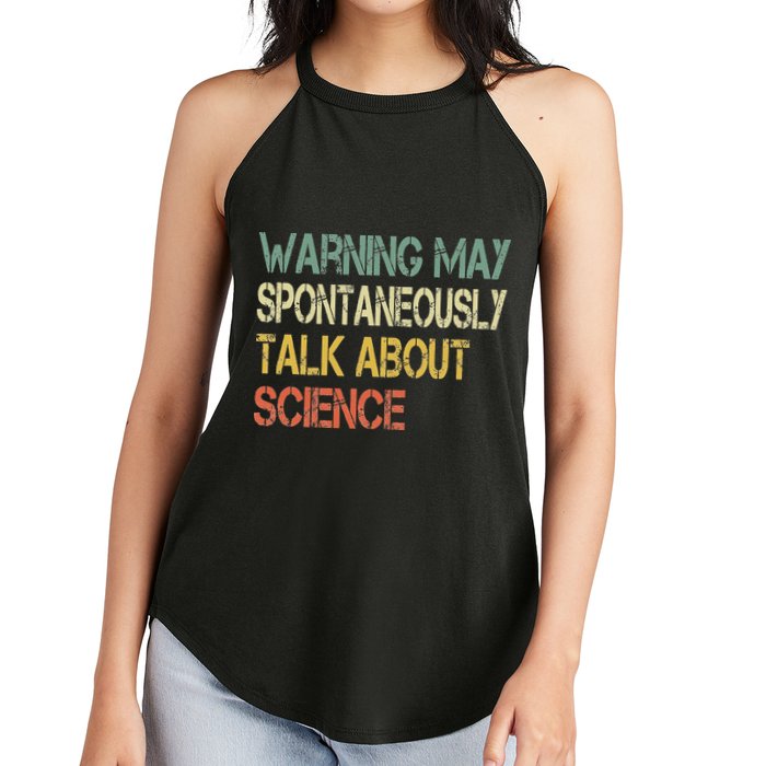 Retro Funny Scientist Warning May Talk About Science Teacher Women's Perfect Tri Rocker Tank
