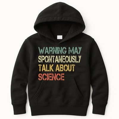 Retro Funny Scientist Warning May Talk About Science Teacher Kids Hoodie