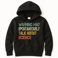 Retro Funny Scientist Warning May Talk About Science Teacher Kids Hoodie