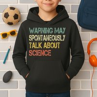 Retro Funny Scientist Warning May Talk About Science Teacher Kids Hoodie
