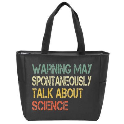 Retro Funny Scientist Warning May Talk About Science Teacher Zip Tote Bag
