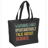 Retro Funny Scientist Warning May Talk About Science Teacher Zip Tote Bag