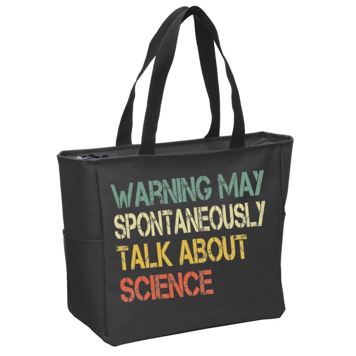 Retro Funny Scientist Warning May Talk About Science Teacher Zip Tote Bag