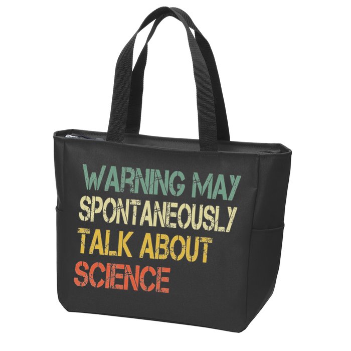 Retro Funny Scientist Warning May Talk About Science Teacher Zip Tote Bag