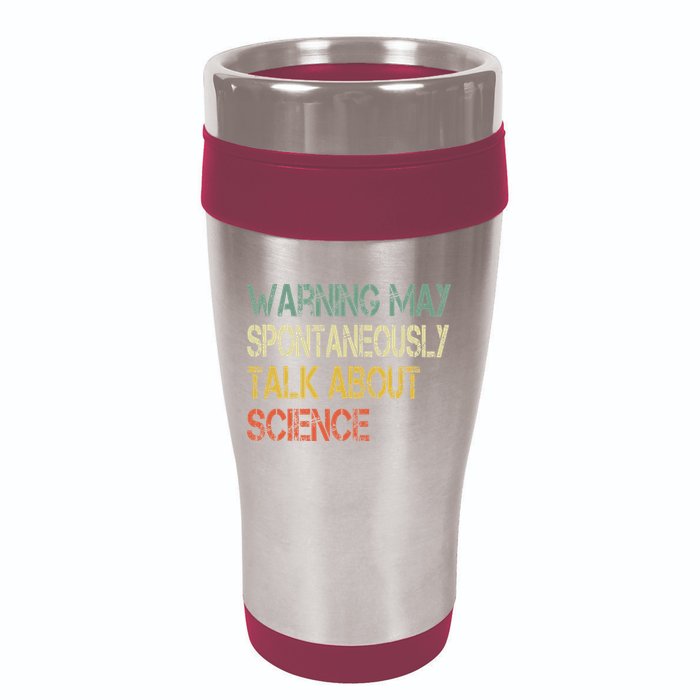 Retro Funny Scientist Warning May Talk About Science Teacher 16oz Travel Tumbler