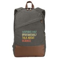 Retro Funny Scientist Warning May Talk About Science Teacher Cotton Canvas Backpack
