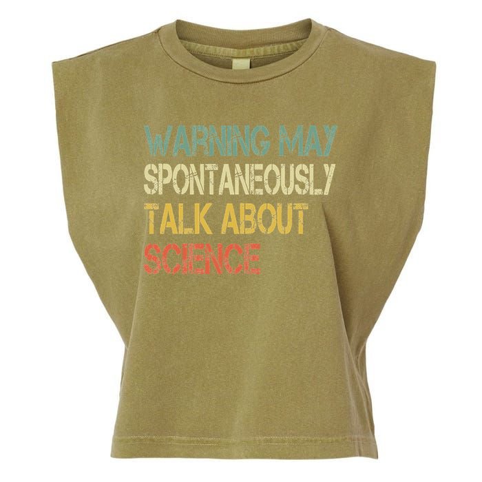 Retro Funny Scientist Warning May Talk About Science Teacher Garment-Dyed Women's Muscle Tee