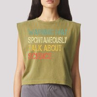 Retro Funny Scientist Warning May Talk About Science Teacher Garment-Dyed Women's Muscle Tee