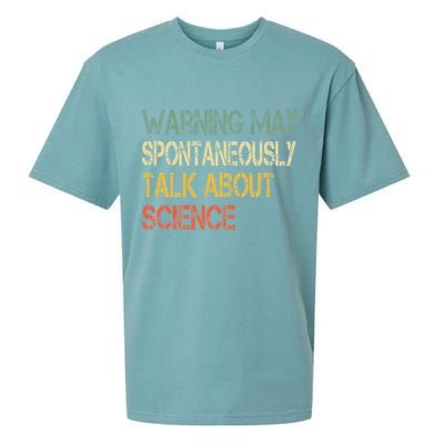 Retro Funny Scientist Warning May Talk About Science Teacher Sueded Cloud Jersey T-Shirt