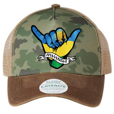 Rwanda Flag Shaka Hand Symbol Legacy Tie Dye Trucker Hat