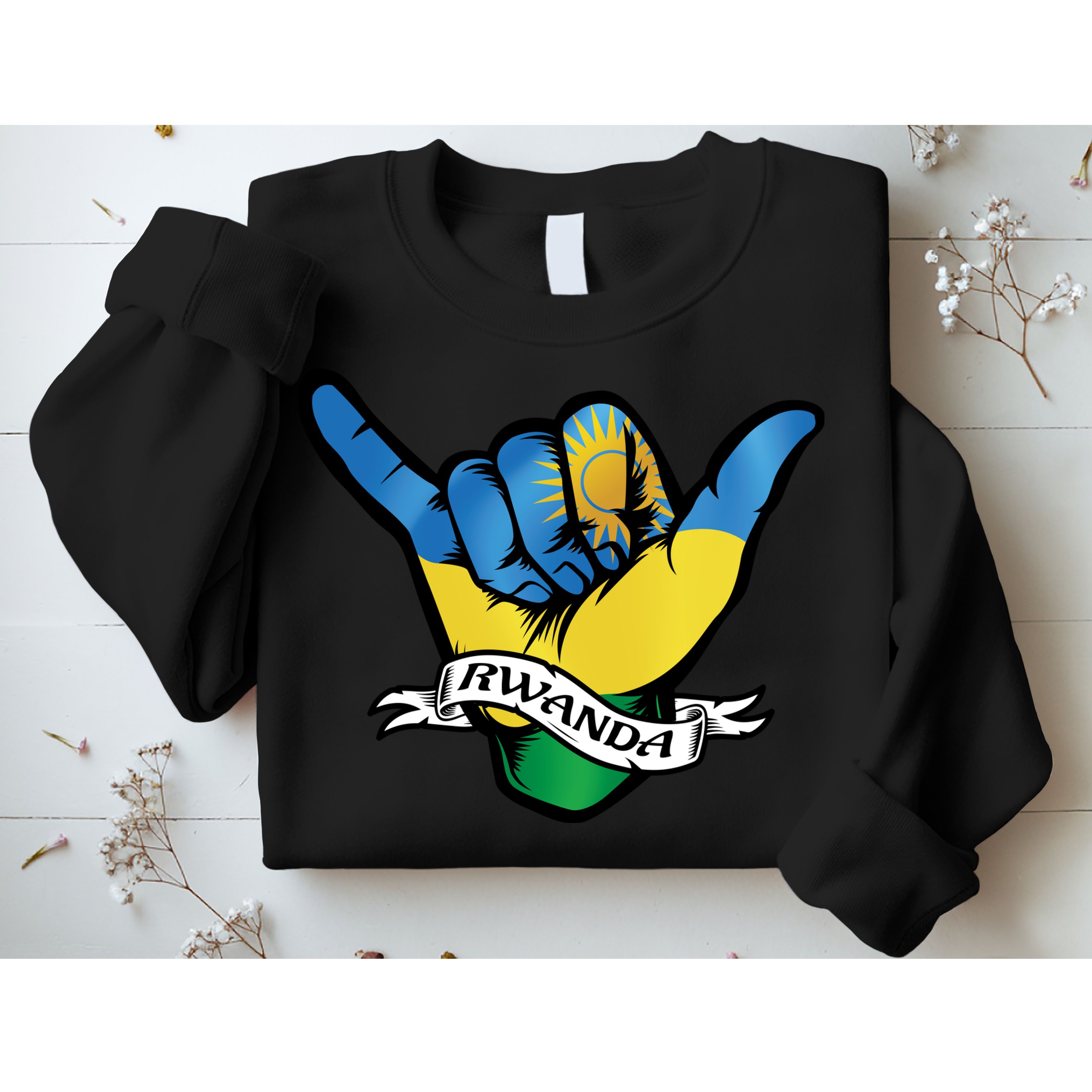 Rwanda Flag Shaka Hand Symbol Sweatshirt
