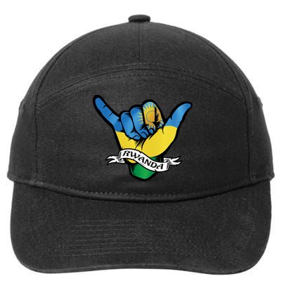 Rwanda Flag Shaka Hand Symbol 7-Panel Snapback Hat