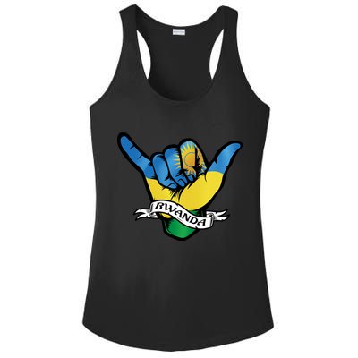 Rwanda Flag Shaka Hand Symbol Ladies PosiCharge Competitor Racerback Tank