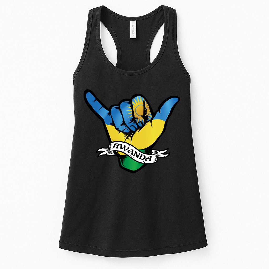 Rwanda Flag Shaka Hand Symbol Womens Tank Top