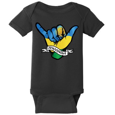Rwanda Flag Shaka Hand Symbol Baby Bodysuit