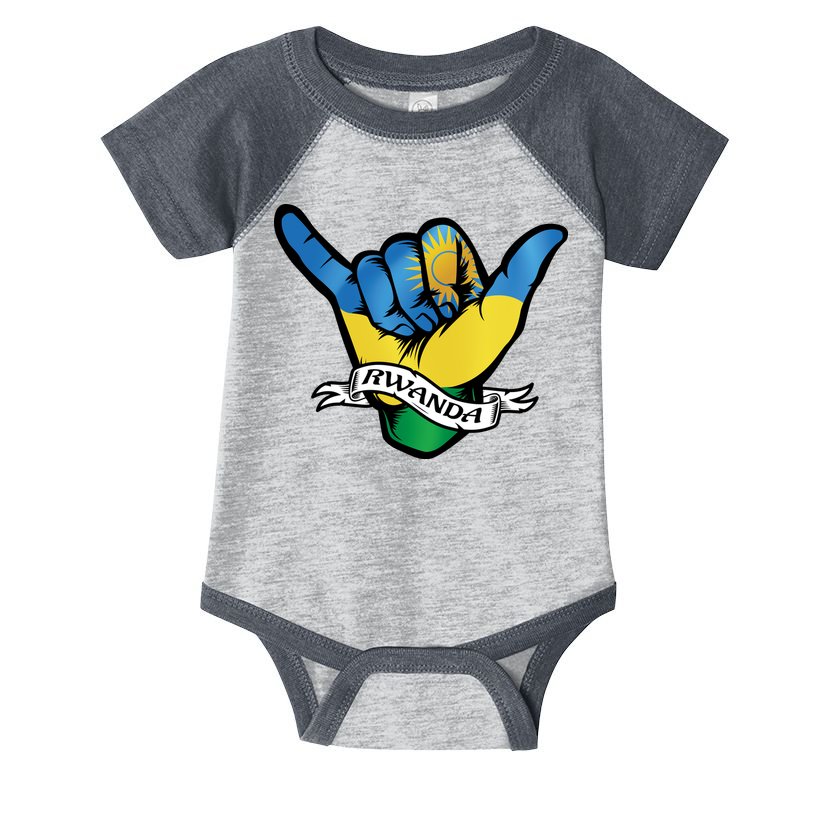 Rwanda Flag Shaka Hand Symbol Infant Baby Jersey Bodysuit