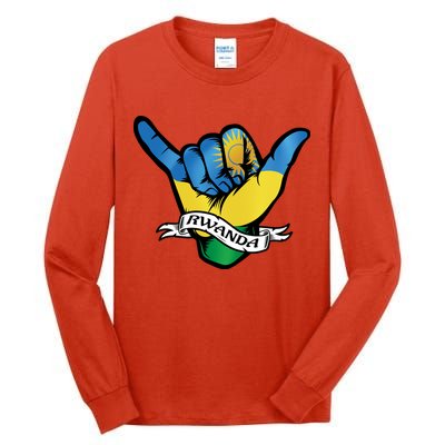 Rwanda Flag Shaka Hand Symbol Tall Long Sleeve T-Shirt