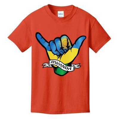 Rwanda Flag Shaka Hand Symbol Kids T-Shirt