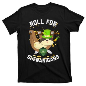 Roll For Shenanigans Sloth D20 RPG Funny St Patricks Day T-Shirt