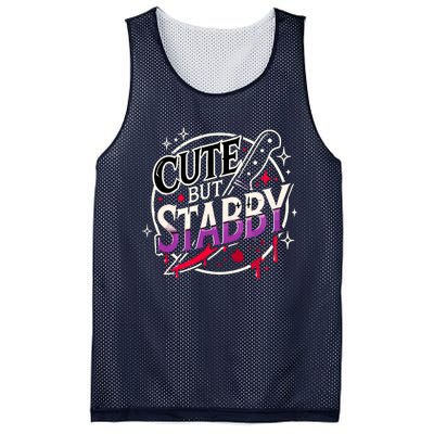 Retro Funny Scary Cute But Stabby Spooky Hallowen Dark Humor Mesh Reversible Basketball Jersey Tank