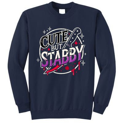 Retro Funny Scary Cute But Stabby Spooky Hallowen Dark Humor Tall Sweatshirt