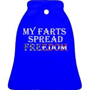 Redneck Farts Spread Freedom Country Joke Usa Flag Humour Funny Gift Ceramic Bell Ornament