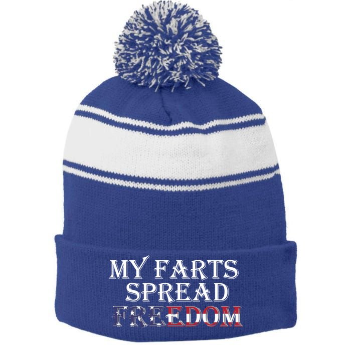 Redneck Farts Spread Freedom Country Joke Usa Flag Humour Funny Gift Stripe Pom Pom Beanie