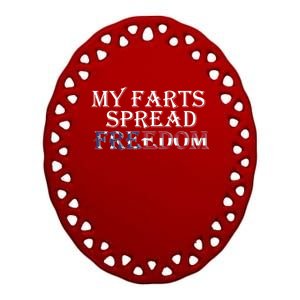 Redneck Farts Spread Freedom Country Joke Usa Flag Humour Funny Gift Ceramic Oval Ornament