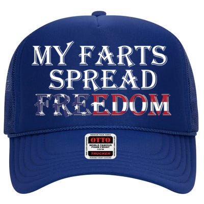 Redneck Farts Spread Freedom Country Joke Usa Flag Humour Funny Gift High Crown Mesh Back Trucker Hat