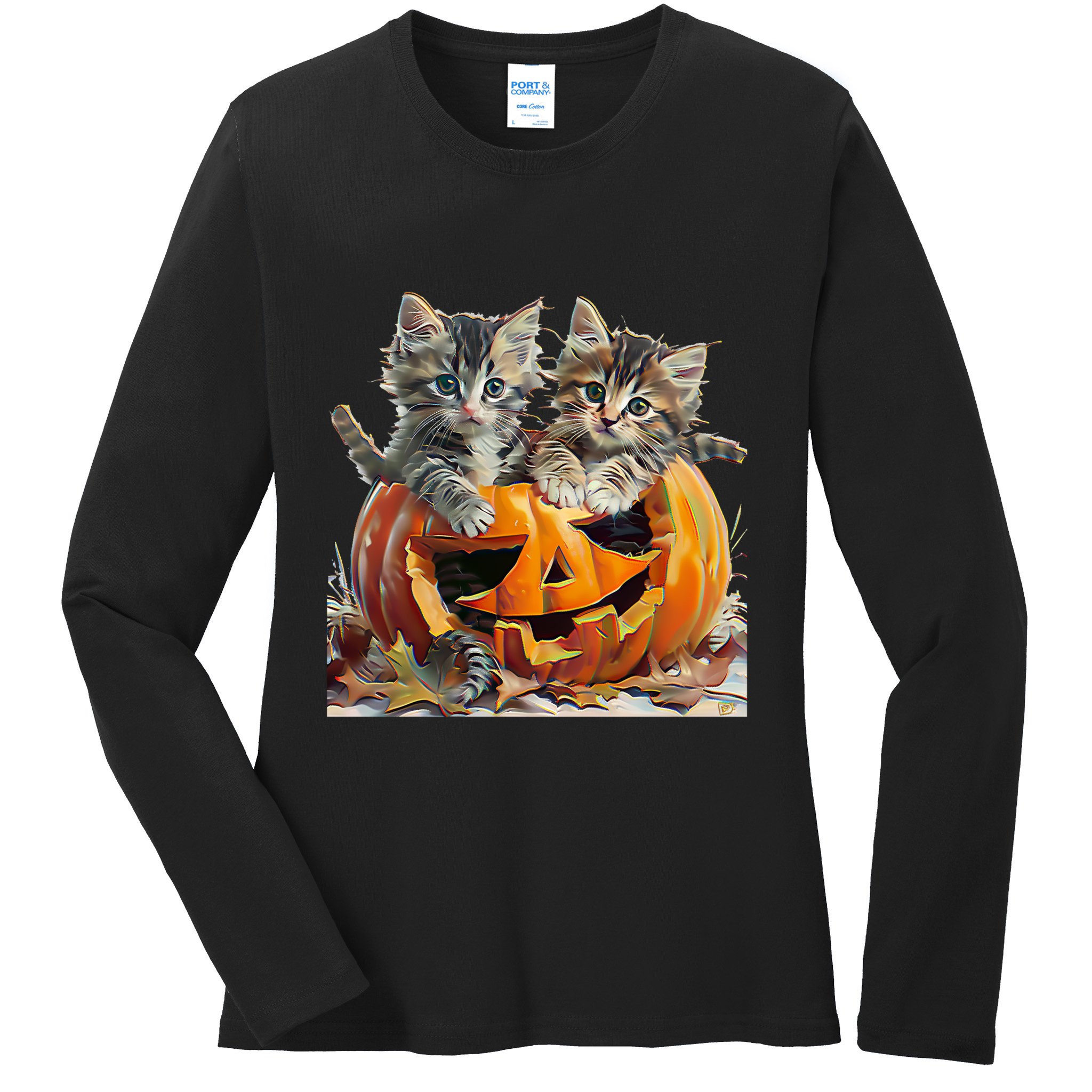 Retro Floral Spooky Season Ladies Long Sleeve Shirt