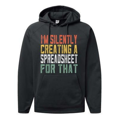 Retro Funny Spreadsheet Gift For Actuary Statistician Performance Fleece Hoodie