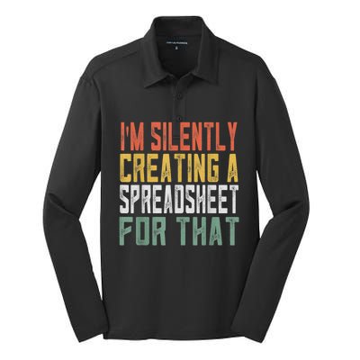 Retro Funny Spreadsheet Gift For Actuary Statistician Silk Touch Performance Long Sleeve Polo