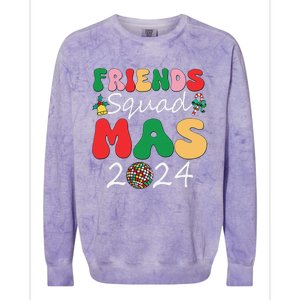 Retro Friendsmas Squad 2024 Christmas Family Colorblast Crewneck Sweatshirt