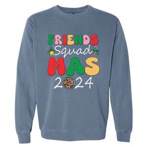 Retro Friendsmas Squad 2024 Christmas Family Garment-Dyed Sweatshirt