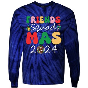 Retro Friendsmas Squad 2024 Christmas Family Tie-Dye Long Sleeve Shirt