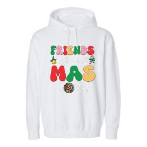 Retro Friendsmas Squad 2024 Christmas Family Garment-Dyed Fleece Hoodie