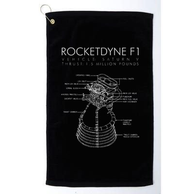 Rocketdyne F1 Saturn V Rocket Engine Diagram Drawing Platinum Collection Golf Towel