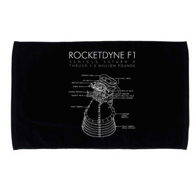 Rocketdyne F1 Saturn V Rocket Engine Diagram Drawing Microfiber Hand Towel