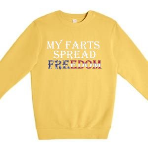 Redneck Farts Spread Freedom Country Joke Usa Flag Humour Gift Premium Crewneck Sweatshirt