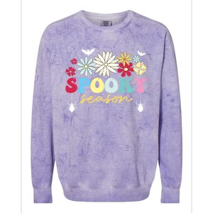 Retro Floral Spooky Season Spooky Vibes Halloween Meaningful Gift Colorblast Crewneck Sweatshirt