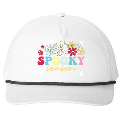 Retro Floral Spooky Season Spooky Vibes Halloween Meaningful Gift Snapback Five-Panel Rope Hat