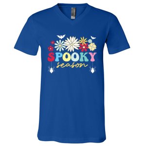 Retro Floral Spooky Season Spooky Vibes Halloween Meaningful Gift V-Neck T-Shirt