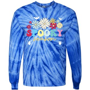 Retro Floral Spooky Season Spooky Vibes Halloween Meaningful Gift Tie-Dye Long Sleeve Shirt