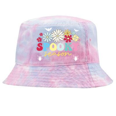 Retro Floral Spooky Season Spooky Vibes Halloween Meaningful Gift Tie-Dyed Bucket Hat