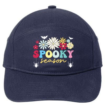 Retro Floral Spooky Season Spooky Vibes Halloween Meaningful Gift 7-Panel Snapback Hat