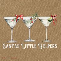 Retro Funny SantaS Little Helper Martini Merry Christmas Cotton Canvas Backpack
